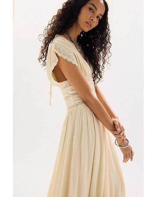 Free People Brown Swimming Across The Sky Midi Dress