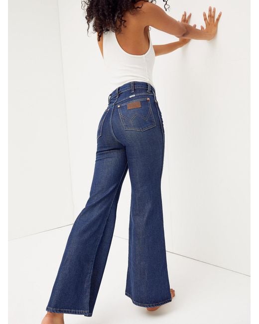 Free People Blue Wrangler Wanderer 622 High Rise Flare Jeans