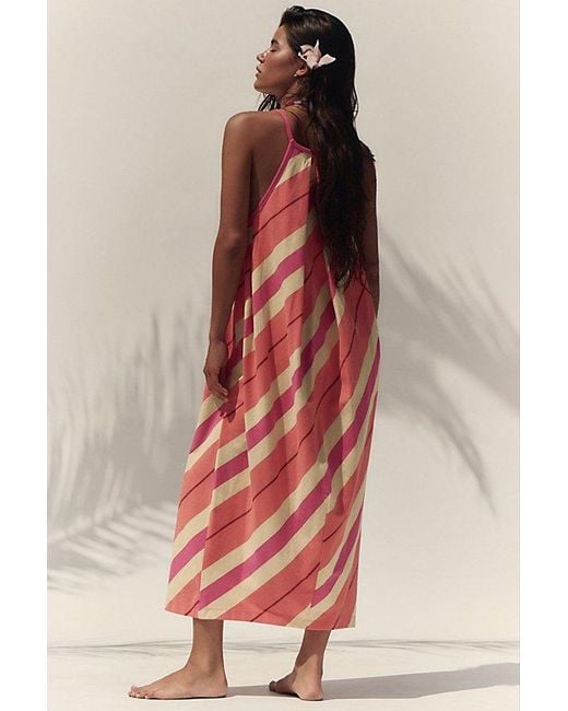 free-est Pink Sunspell Striped Midi Dress By