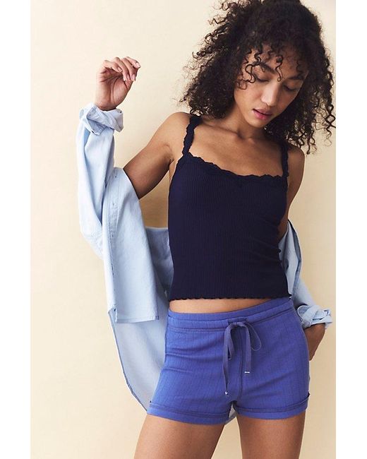 Intimately By Free People Blue End Game Pointelle Micro Shorts By