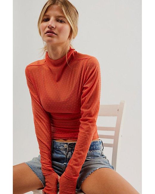 Free People Red On The Dot Layering Top