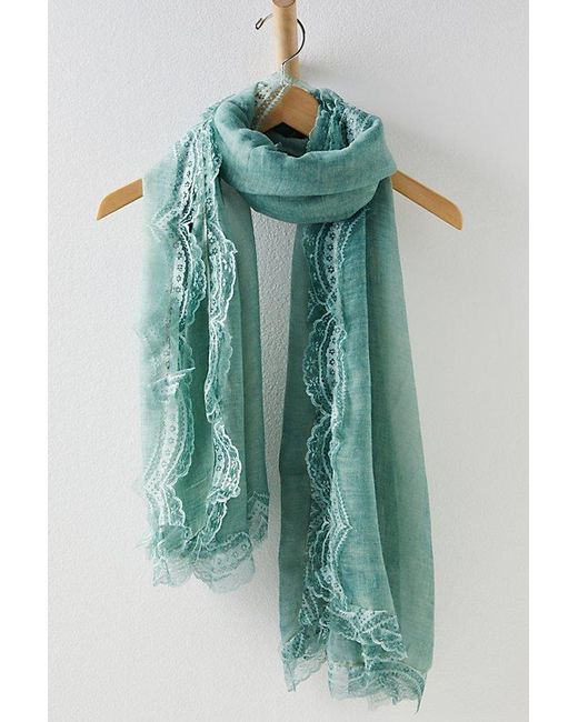 Free People Green Lovelace Washed Scarf
