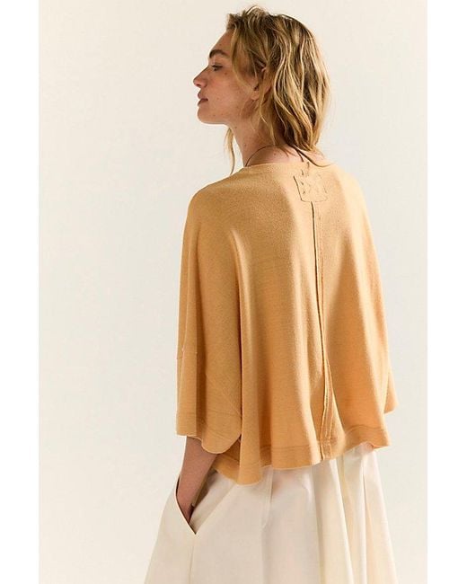 Free People Brown Boxy Crew-Neck Silk Tee
