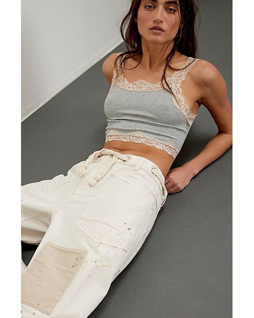 Free People Natural Moxie Pull-on Barrel Jeans At Free People In White, Size: 27