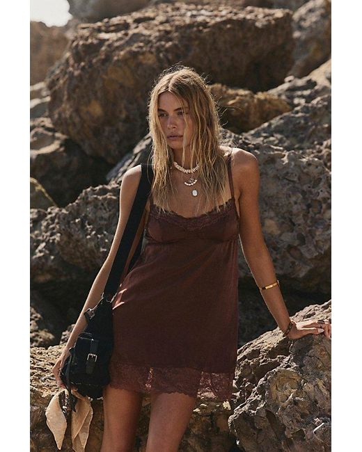 Free People Brown Over You Mini Slip By