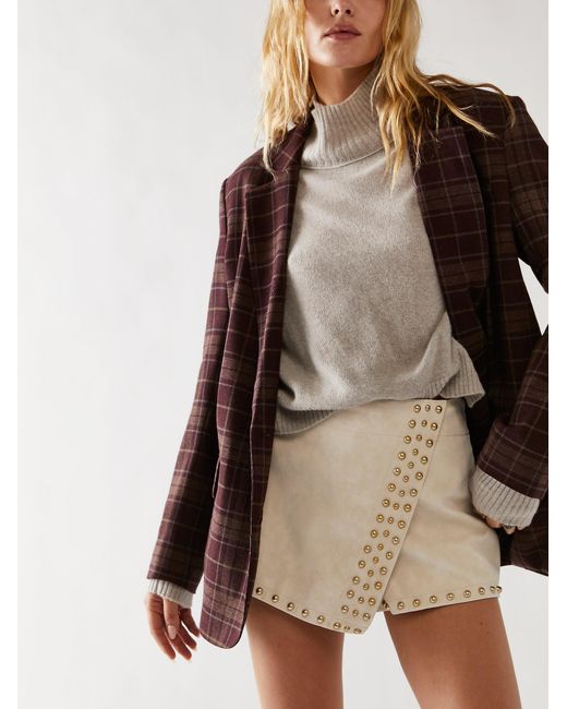 Free People Mini Jupe-short Cloutée Emmy in Brown | Lyst