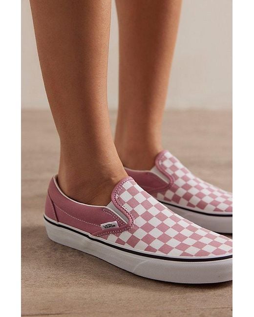 Pink checkered slip on vans clearance