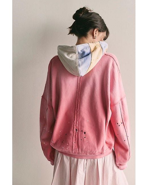 Free People Pink Fun Pieced Zip-Up