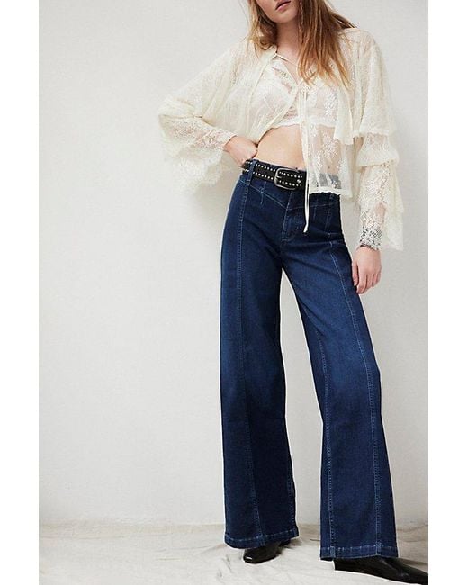 Free People Blue Libre Wide-leg Jeans