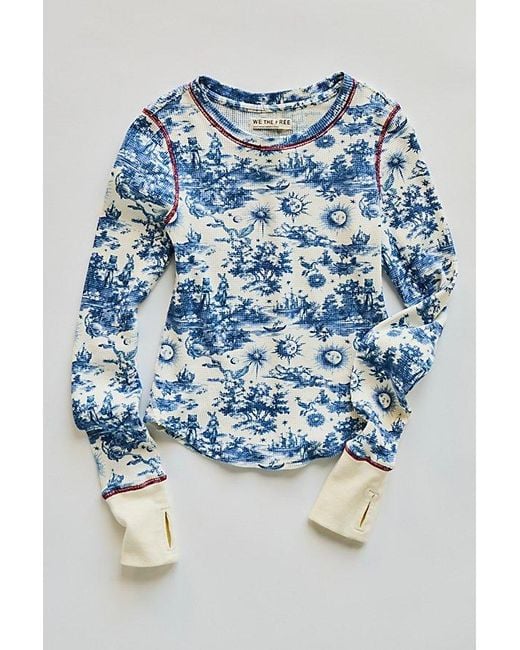 Free People Blue Toileidays Long Sleeve Thermal