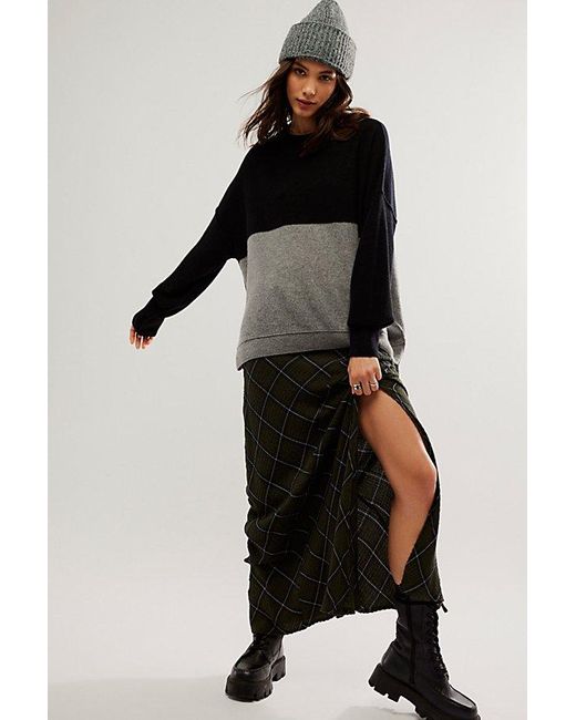 Free People Black Easy Street Cashmere Colorblock Tunic