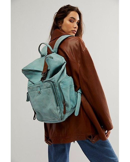 Free People Blue Brigade Leather Backpack