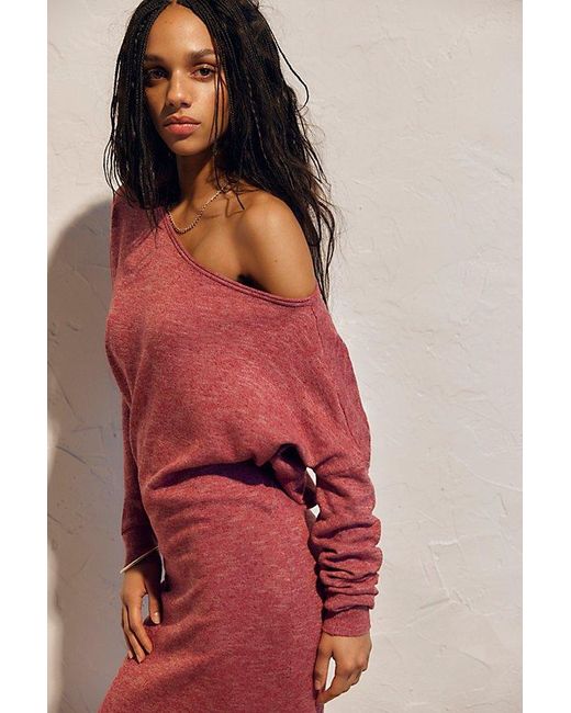 free-est Red Hollis Sweater Midi Dress By