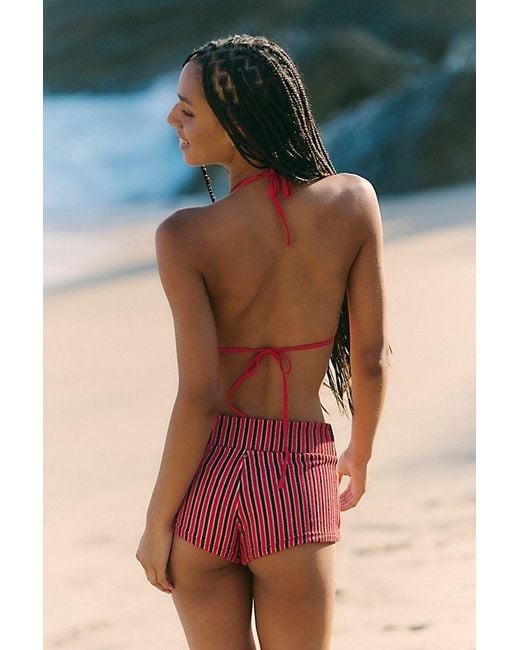 Rhythm Red Terry Tri Bikini Top