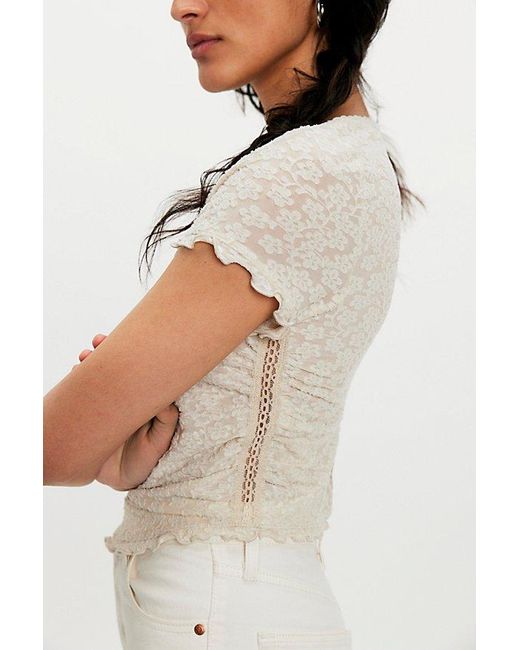 Free People White Anora Baby Tee