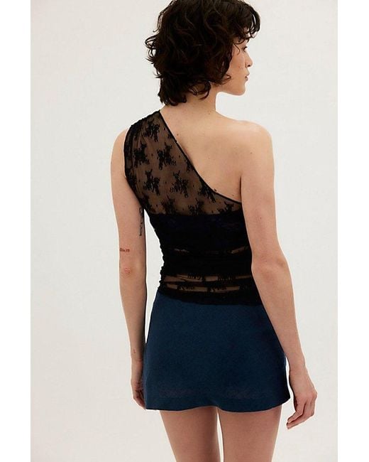 Free People Black My Little Micro Mini Cotton-Linen Skort
