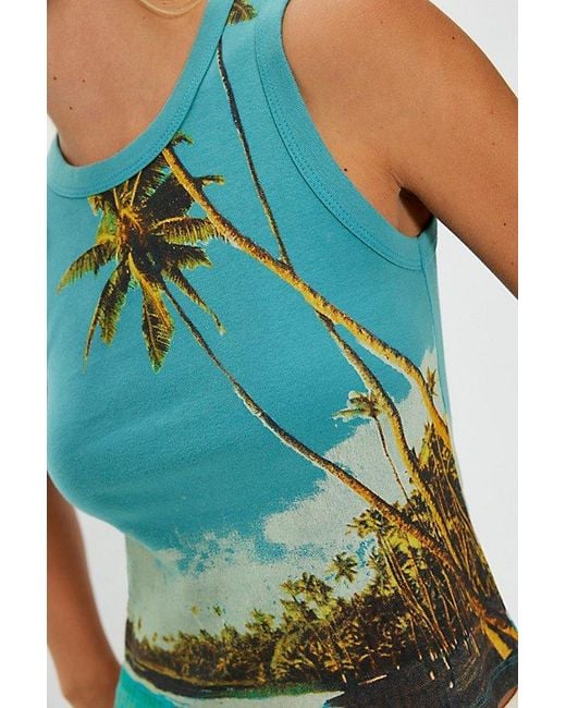 Daydreamer Blue Beach Photo Shrunken Tank Top