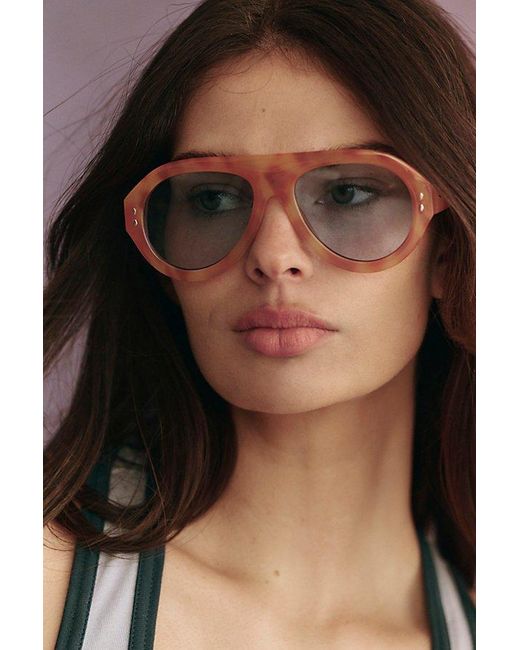 Free People Brown Cruise Oversized Aviator Sunglasses