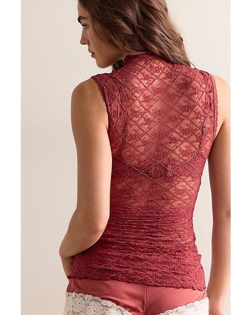 Intimately By Free People Red Pretty Problem Mock Neck Tank Top By