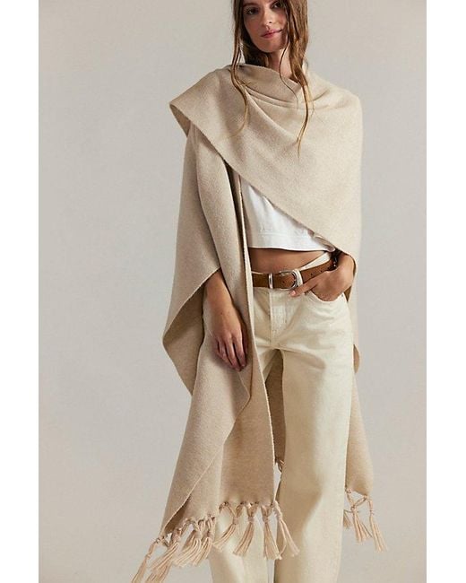 Free People Natural Blanket Duster Wrap Top