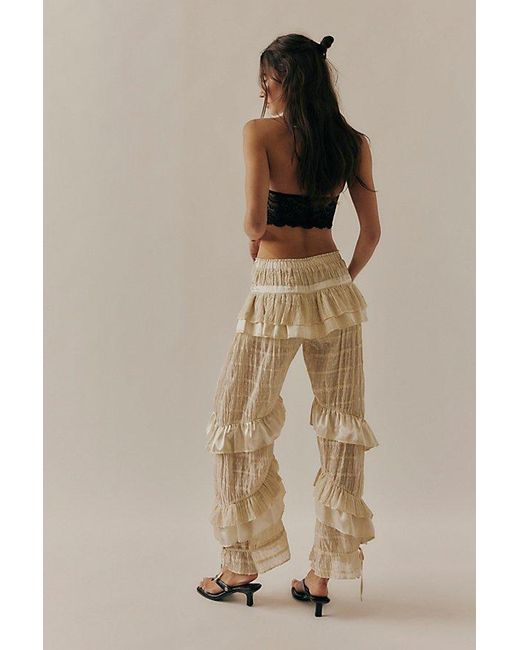 Free People White Belle Ruffle Pants