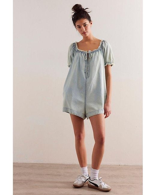 Free People Blue We The Free Daisy Denim Babydoll Romper