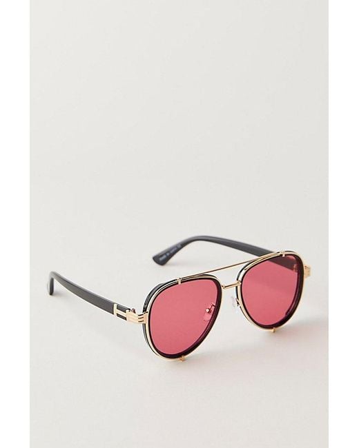 Free People Pink Wesley Oversized Aviator Sunglasses