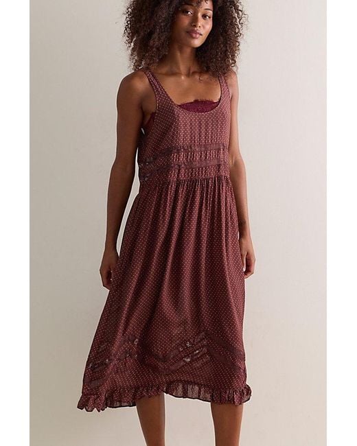 Intimately By Free People Red Voile And Lace Midi Slip Dress By