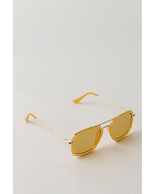 Free People Yellow Luna Classic Tinted Aviator Sunglasses
