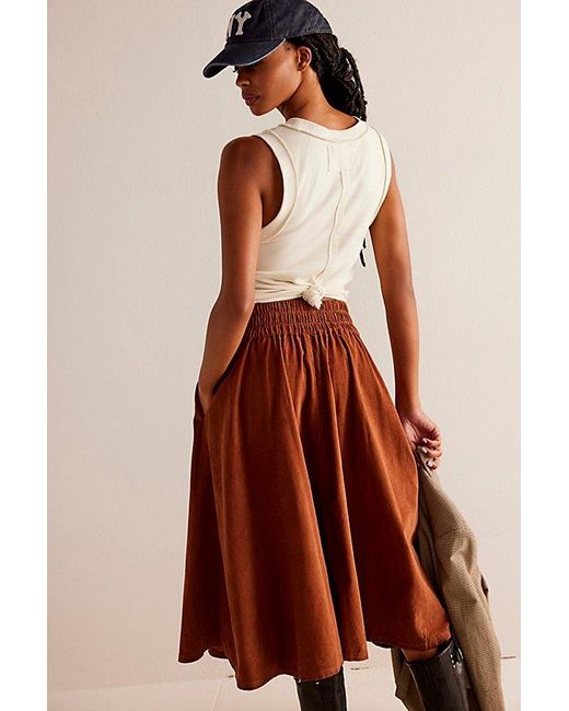 Free People Brown We The Free Cord Full Skirt