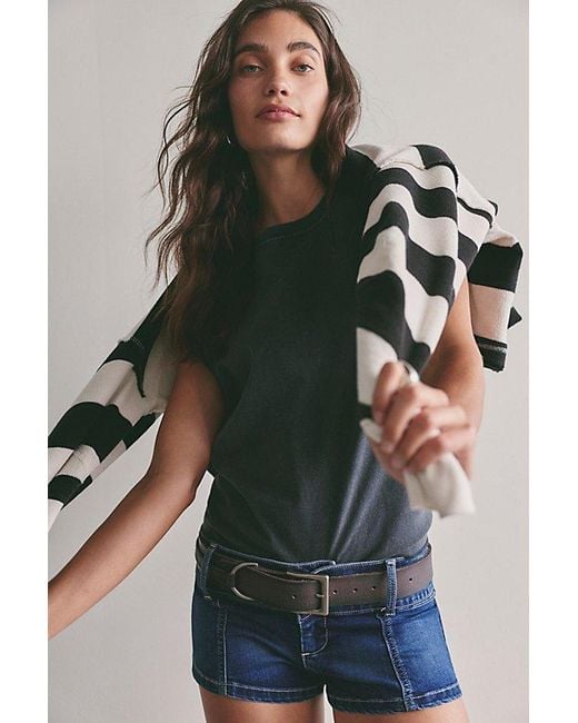 Free People Blue We The Free Ana Denim Micro Shorts