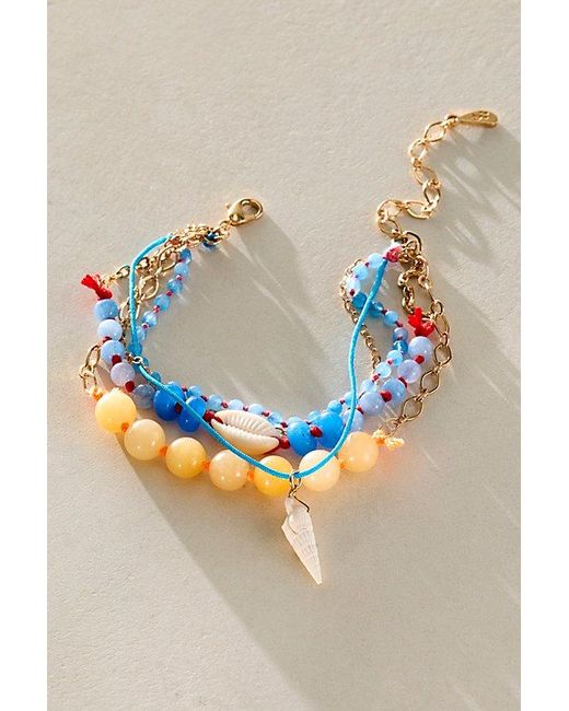 Free People Blue Hailee Beaded Anklet