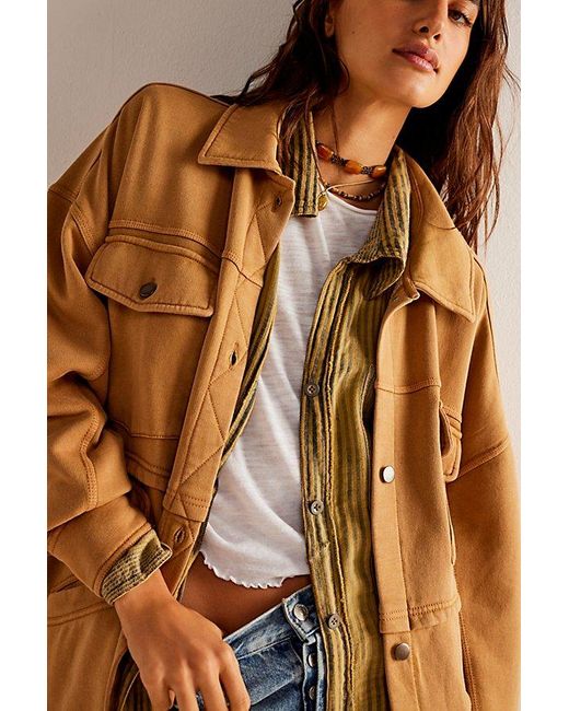 Free People Brown Dawson Chore Jacket At In Tannin, Size: Large