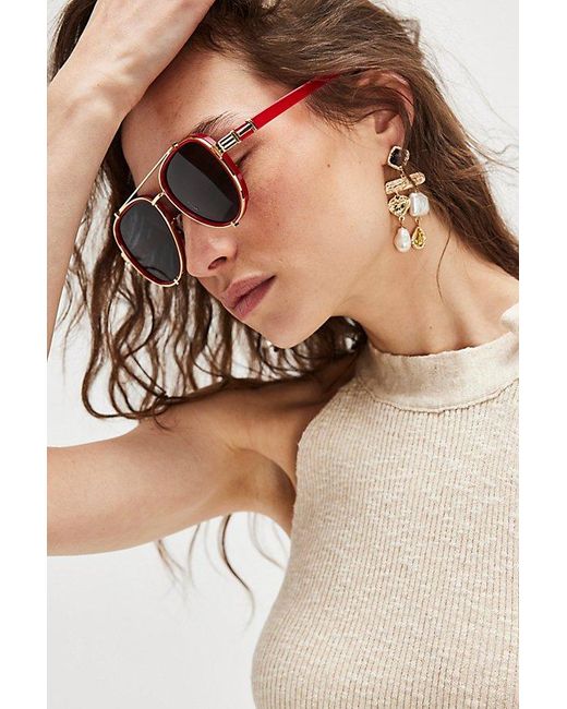 Free People Natural Wesley Oversized Aviator Sunglasses