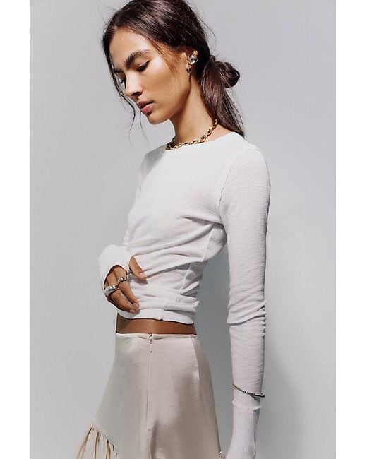 Free People Gray Tinsley Long Sleeve Top