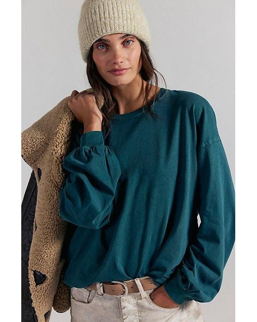 Free People Green Perfect Oversized Long Sleeve Top