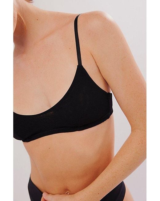 Free People Black Scooped Out Mesh Bra