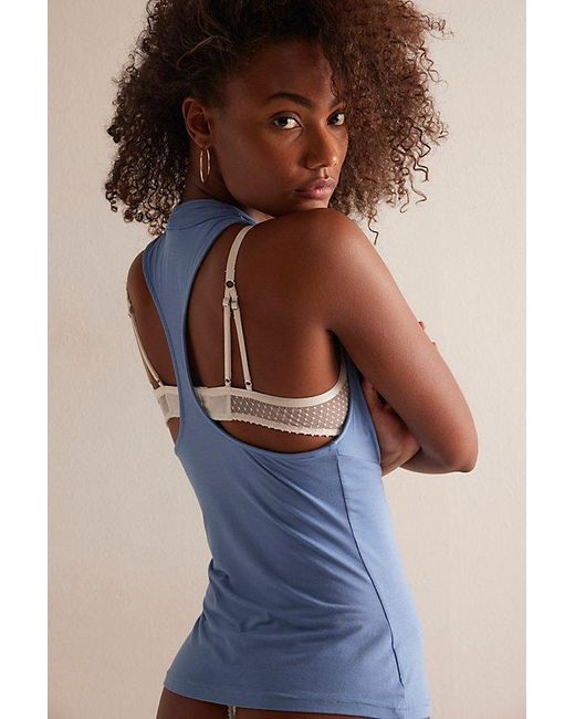 Free People Blue Don'T Hang Up Cowl-Neck Cami