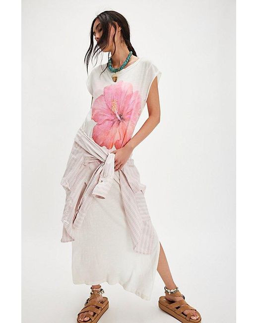 Ragabond Pink Hibiscus Maxi Tee Top By