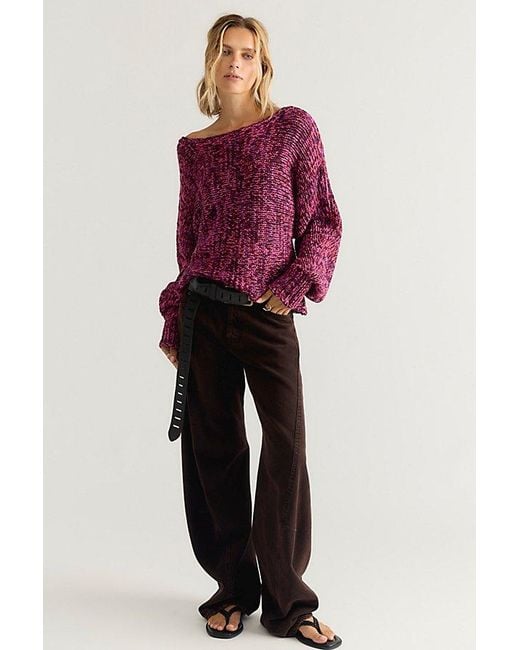 Free People Red Horizon Knit Pullover