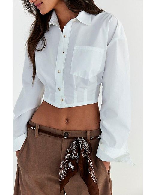 Free People White Remi Reworked Button Down Top