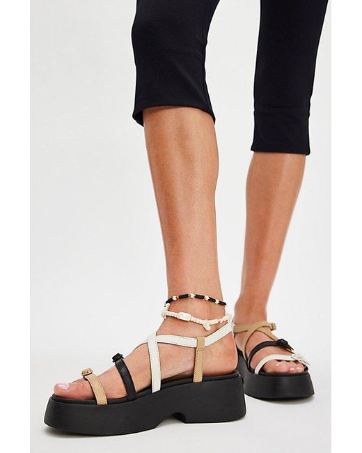 Camper Black Olsen Strappy Platform Sandals By