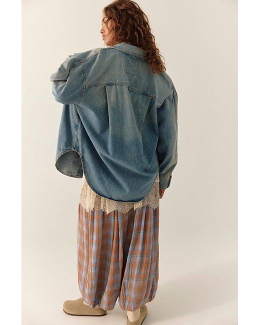 Free People Multicolor Rally Cocoon Button Down Top