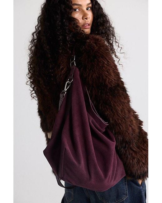 Free People Purple Suzie Suede Slouchy Tote Bag