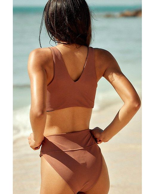 Beach Riot Brown Solid Highway Bikini Bottoms At Free People In Toast, Size: Xs