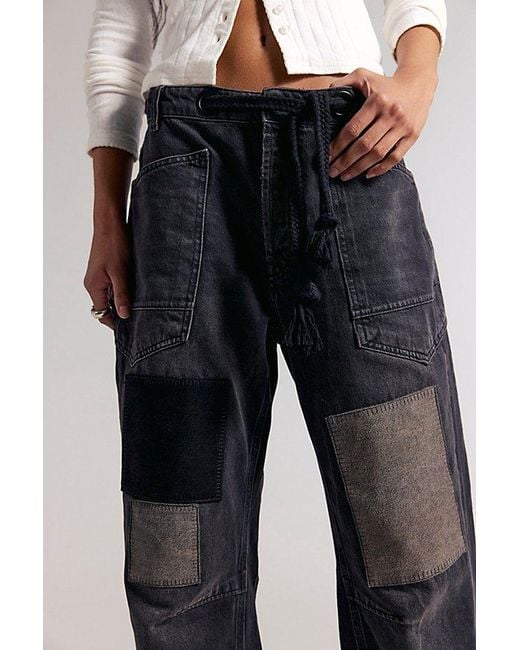 Free People Black Moxie Pull-On Barrel Jeans