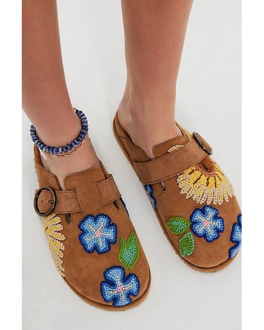 Laidbacklondon Blue Drift Embroidered Mules By