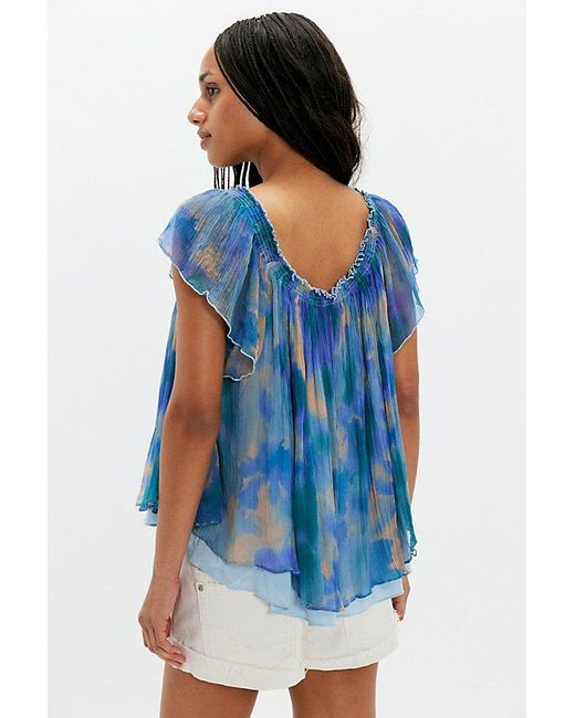 Free People Blue Roma Printed Top
