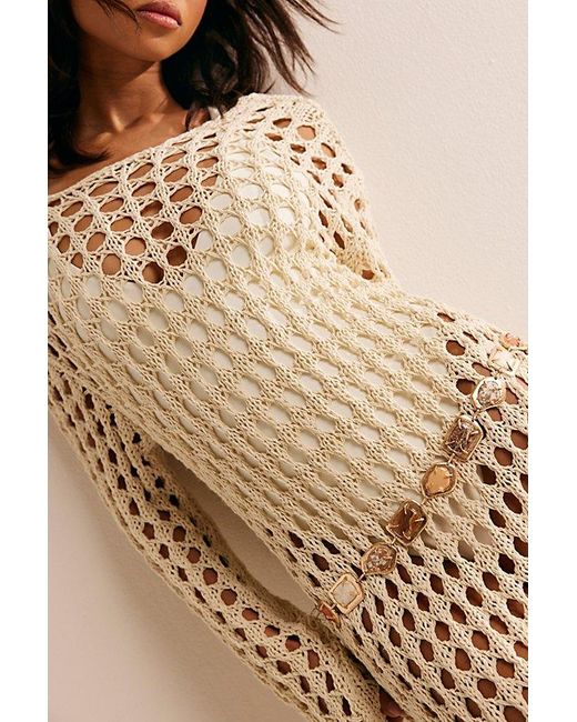Free People White Summer Solstice Stone Belt