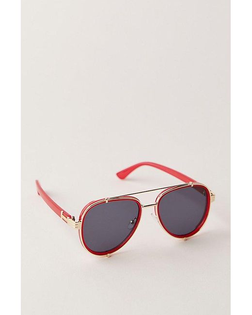 Free People Natural Wesley Oversized Aviator Sunglasses